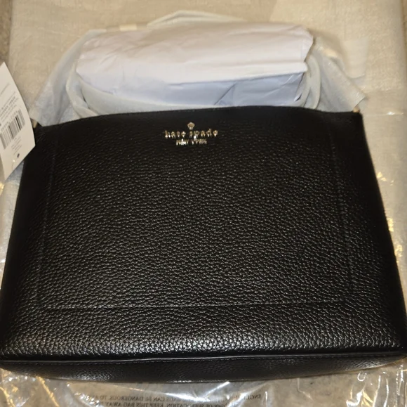 Kate Spade New York Pebbled Leather Black Leila KG464 Medium Crossbody Purse NWT - Picture 7 of 12